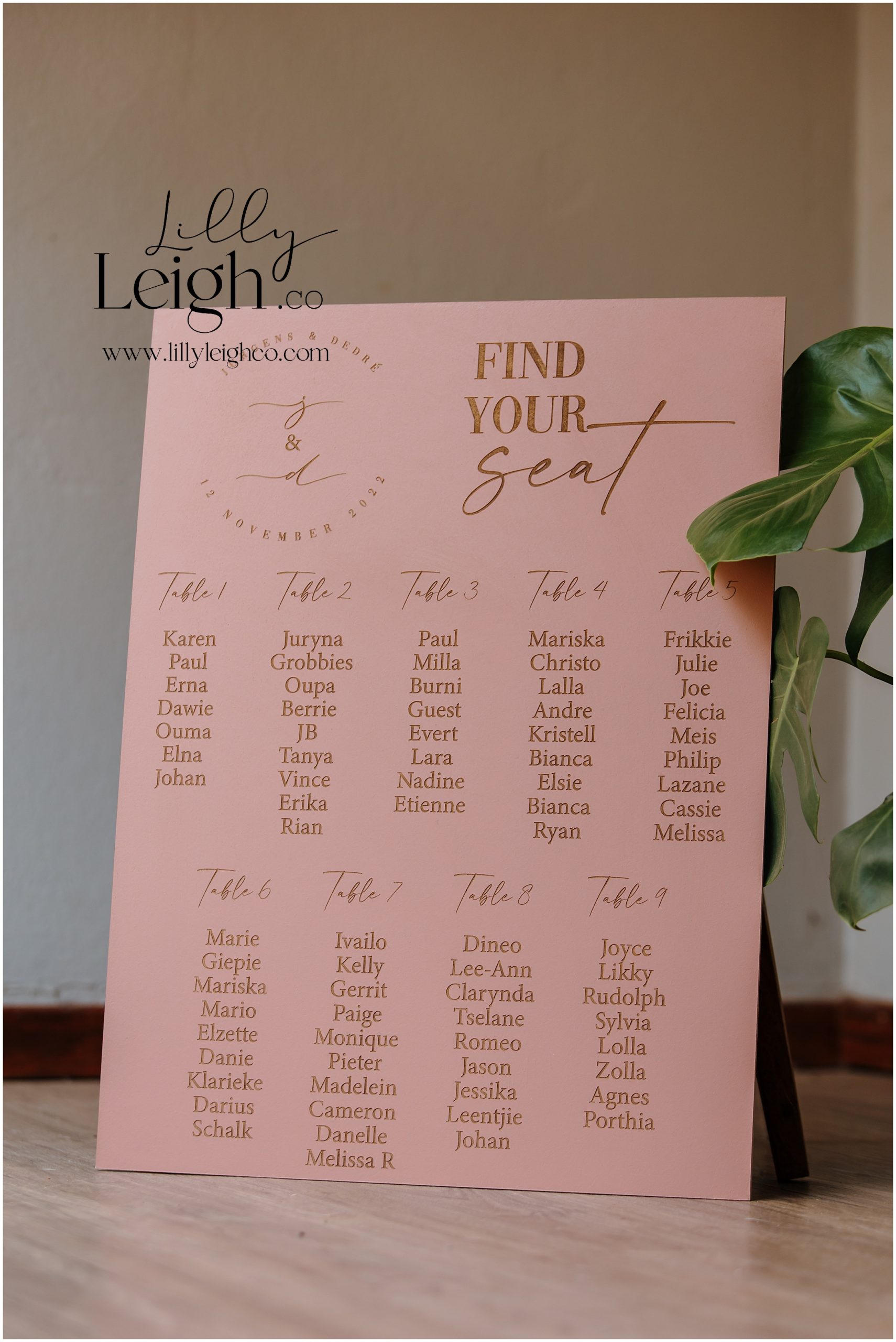 Seating Chart – Painted Wood